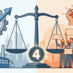 Indian factory workers discussing new labour codes reforms