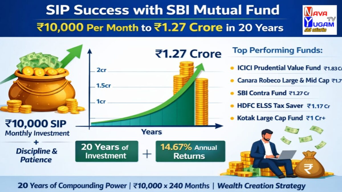 SBI Mutual Fund 20 years SIP returns performance chart and wealth creation concept