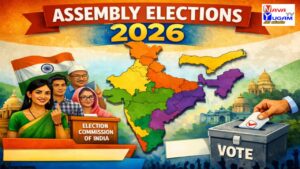 India Assembly Elections 2026 schedule announcement with voters and ballot box illustration