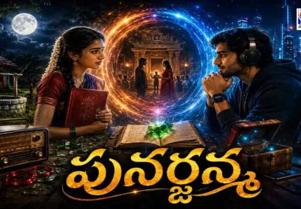 **Alt Text:** 1990లో మొదలైన ప్రేమ 2026లో పునర్జన్మగా కలిసిన శశిరేఖ మరియు కార్తీక్ కాలయాన ప్రేమకథ చిత్రం